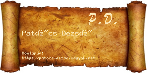 Patócs Dezső névjegykártya